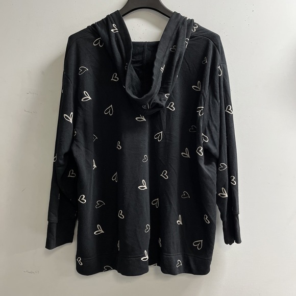 Jane & Delancey Sweatshirt Womens 2X Black Heart Print Hooded Valentines Day - Picture 2 of 11
